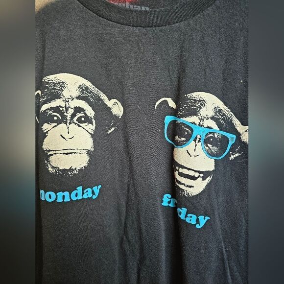 T-shirt men Gray size XL monkey Monday Friday 052 - Picture 1 of 4